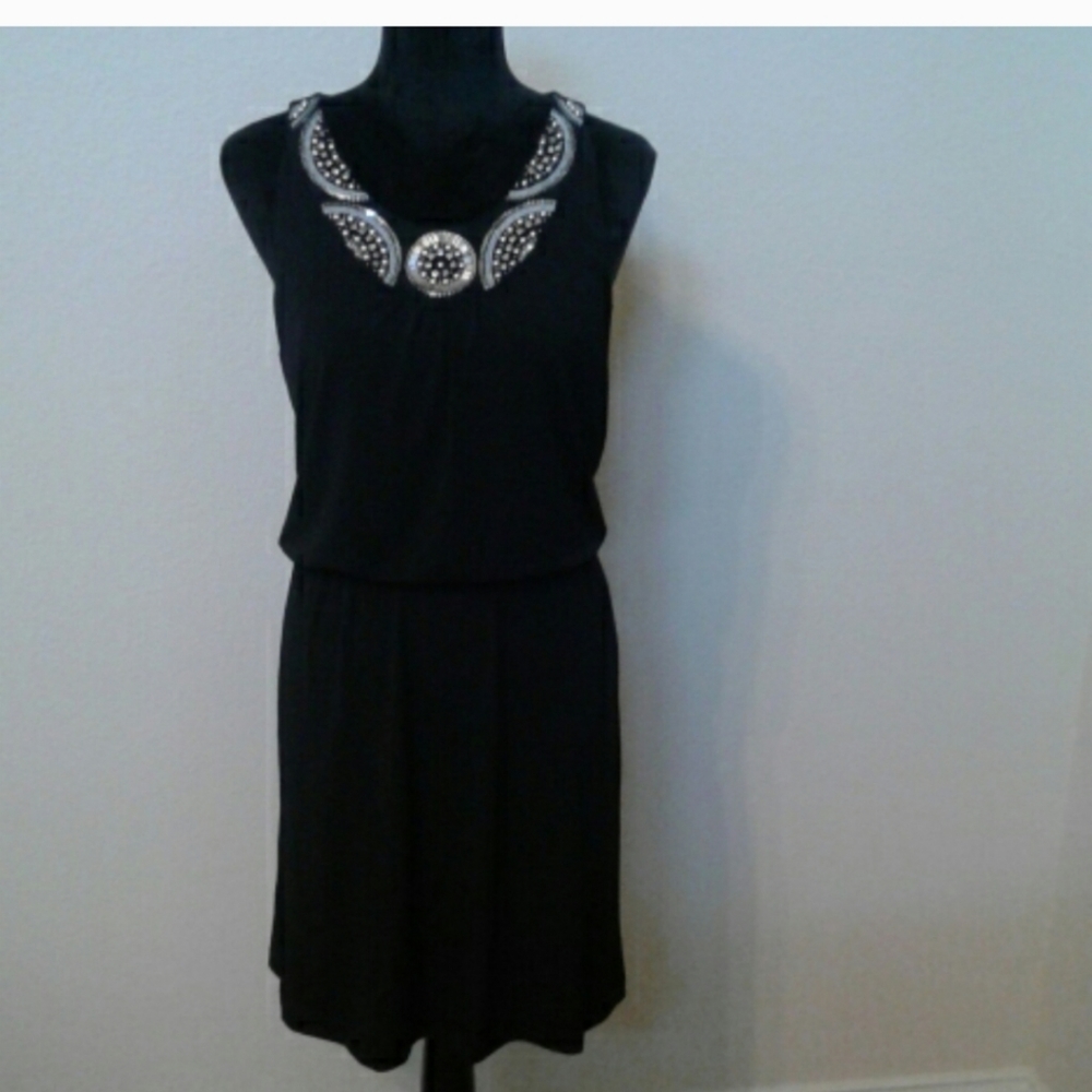💕HP💕WHBM Black Embellished Sleeveless Dress💕